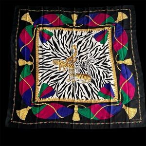 Diane Von Furstenberg Silk Scarf Zebra Safari Animal Print Vintage